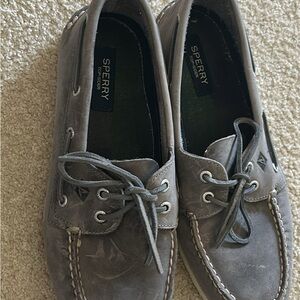 Sperry Gray Boat Shoes with Moccasin Construction